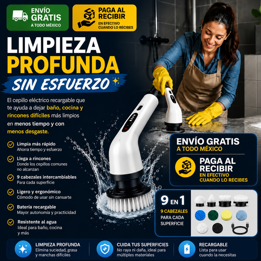 Cepillo Electrico 9 en 1 - Limpieza total sin esfuerzo