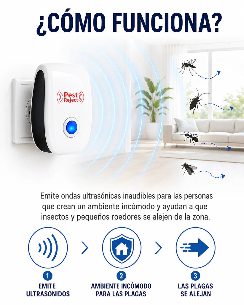 Repelente Ultrasónico® Versión Actualizada - Más Tranquilidad para tu Hogar