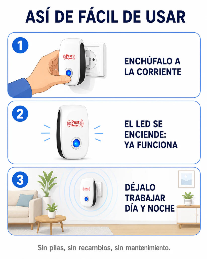 Repelente Ultrasónico® Versión Actualizada - Más Tranquilidad para tu Hogar